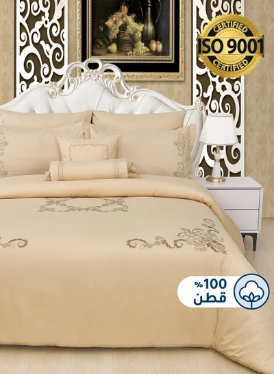 Master Home Textile MASTER Cotton Embroidery Comforter Sets, Fits 200 x 200 cm Double Size Bed, 8 Pcs King Size, 200 TC Cotton