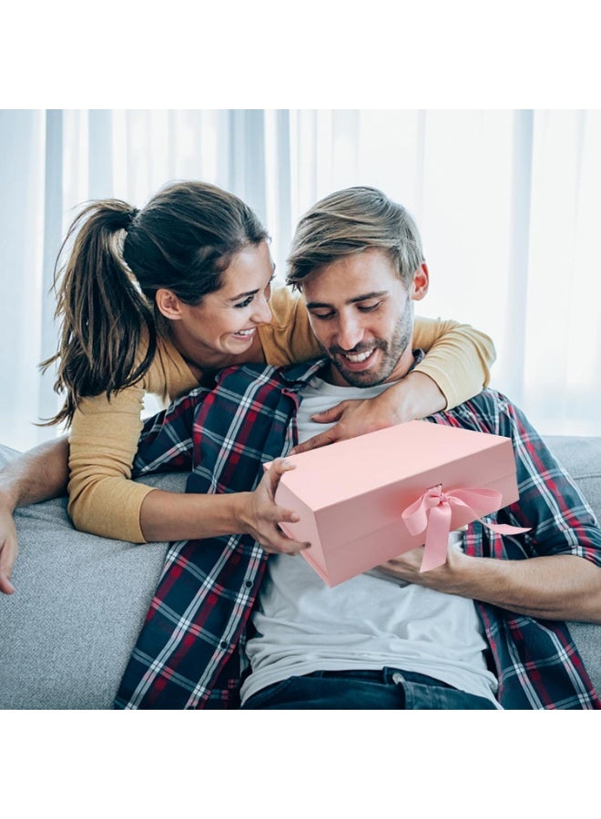 2Pack Large Gift Box 31x22x10cm - Pink Luxury Premium Present Box with Magnetic Lid & Silk Ribbon, Specially Designed for Holidays Wedding Birthday Anniversaries Gift Packaging - Image 5