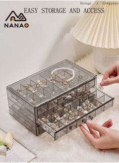 NANAO 3 Layers Jewelry Organizer,Multi-functional Jewelry Storage Boxes And Organizers for Women Girls Velvet Flannelette Earrings Rings Necklace  Jewelry Tray Storage Case  - Image 1