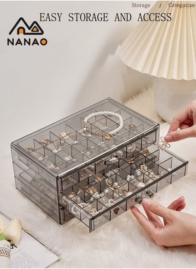 NANAO 3 Layers Jewelry Organizer,Multi-functional Jewelry Storage Boxes And Organizers for Women Girls Velvet Flannelette Earrings Rings Necklace  Jewelry Tray Storage Case  - Image 1