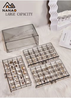 NANAO 3 Layers Jewelry Organizer,Multi-functional Jewelry Storage Boxes And Organizers for Women Girls Velvet Flannelette Earrings Rings Necklace  Jewelry Tray Storage Case  - Image 3