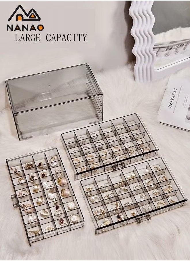 NANAO 3 Layers Jewelry Organizer,Multi-functional Jewelry Storage Boxes And Organizers for Women Girls Velvet Flannelette Earrings Rings Necklace  Jewelry Tray Storage Case  - Image 3