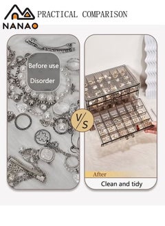 NANAO 3 Layers Jewelry Organizer,Multi-functional Jewelry Storage Boxes And Organizers for Women Girls Velvet Flannelette Earrings Rings Necklace  Jewelry Tray Storage Case  - Image 2