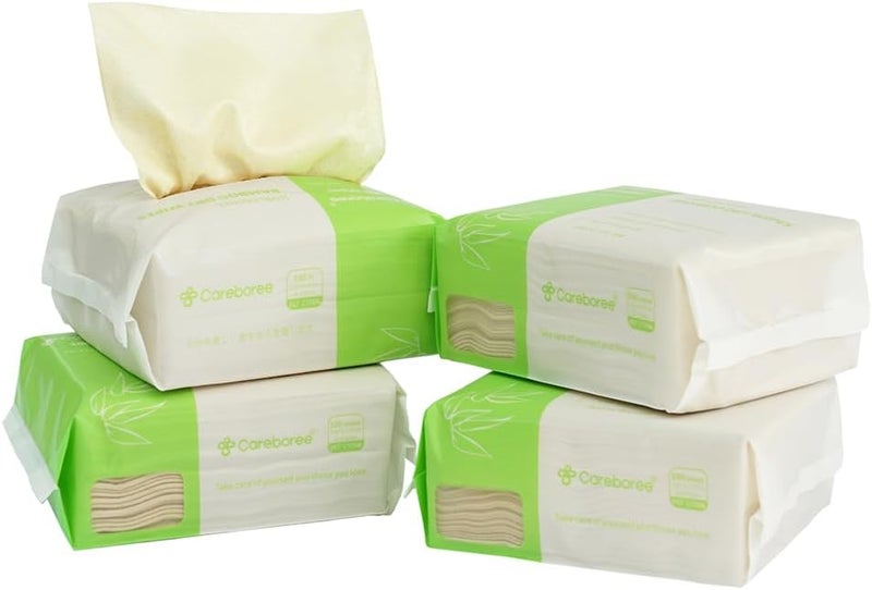 careboree 400 Count Careboree Unbleached Dry Baby Wipes Unscented MultiPurpose Cotton Tissue Small Size - Image 1