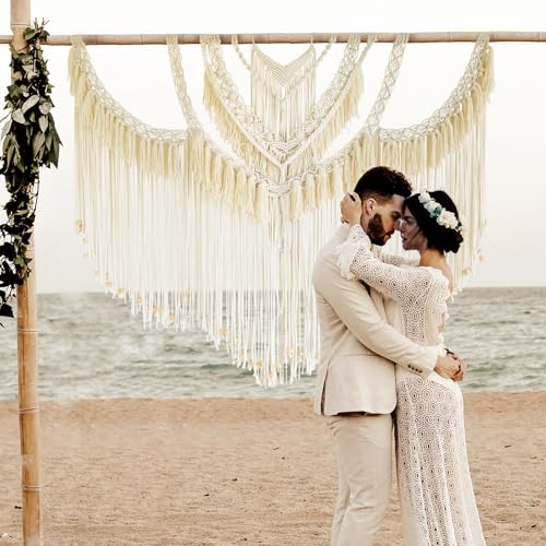 IOWER Macrame Wall Hanging Large Boho Wall Decor Craftsmanship Handmade Woven Cord Wall Art for Living Room Bedroom Apartment Wedding or Party Backdrop 47" W x 39" L - Image 3