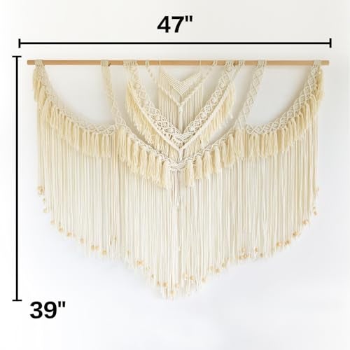 IOWER Macrame Wall Hanging Large Boho Wall Decor Craftsmanship Handmade Woven Cord Wall Art for Living Room Bedroom Apartment Wedding or Party Backdrop 47" W x 39" L - Image 4
