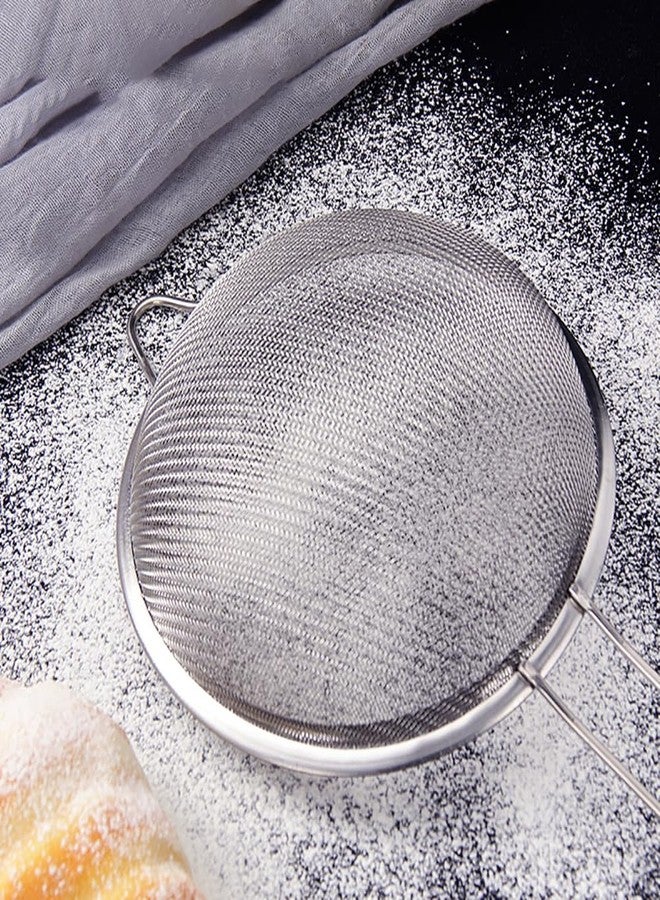 ccHuDE 2 Pcs 8cm Stainless Steel Strainers Small Fine Mesh Strainers Loose Tea Strainer Metal Filter Spoon with Solid Sturdy Handle for Sifting Flour Food - Image 3