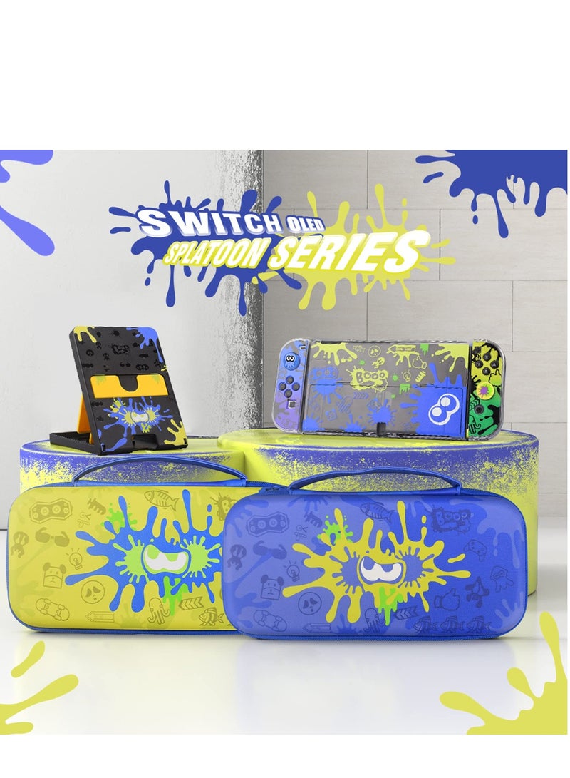 Excefore Switch Case Compatible with Nintendo OLED, Oled Cover Screen Protector, Playstand, Thumb Grip Caps  - Image 2