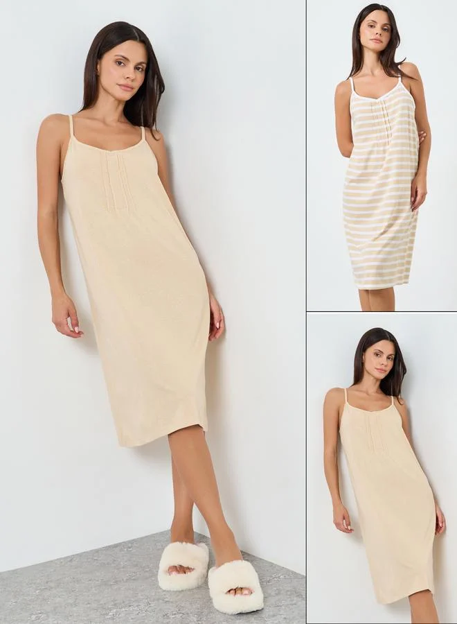 Styli Pack of 2 - Women Striped Slipdress