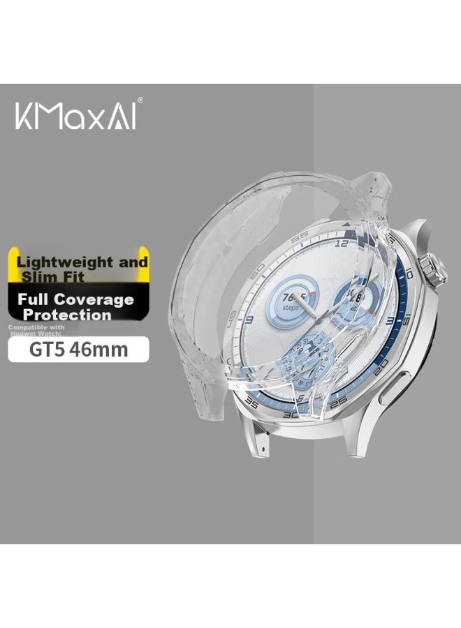 Kmaxai Protective Case + Film For Huawei Watch Gt5 46mm, Full Coverage Watch Case And Screen Protector, Anti-fingerprint Anti-drop Tpu Soft Shell, Transparent - Image 1