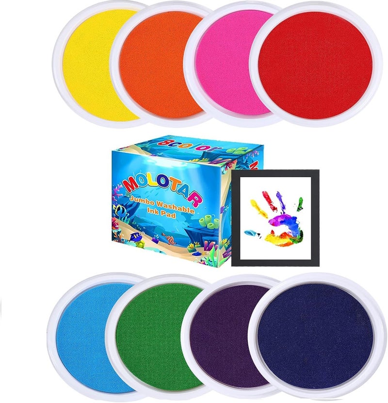 MoloTAR Craft Large Ink Pad Stamps Partner DIY Color,8 Colors Round Rainbow Finger Ink pad for Kids - Image 1