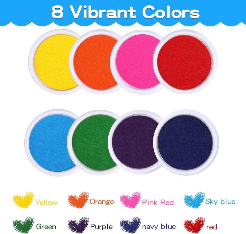 MoloTAR Craft Large Ink Pad Stamps Partner DIY Color,8 Colors Round Rainbow Finger Ink pad for Kids - Image 3