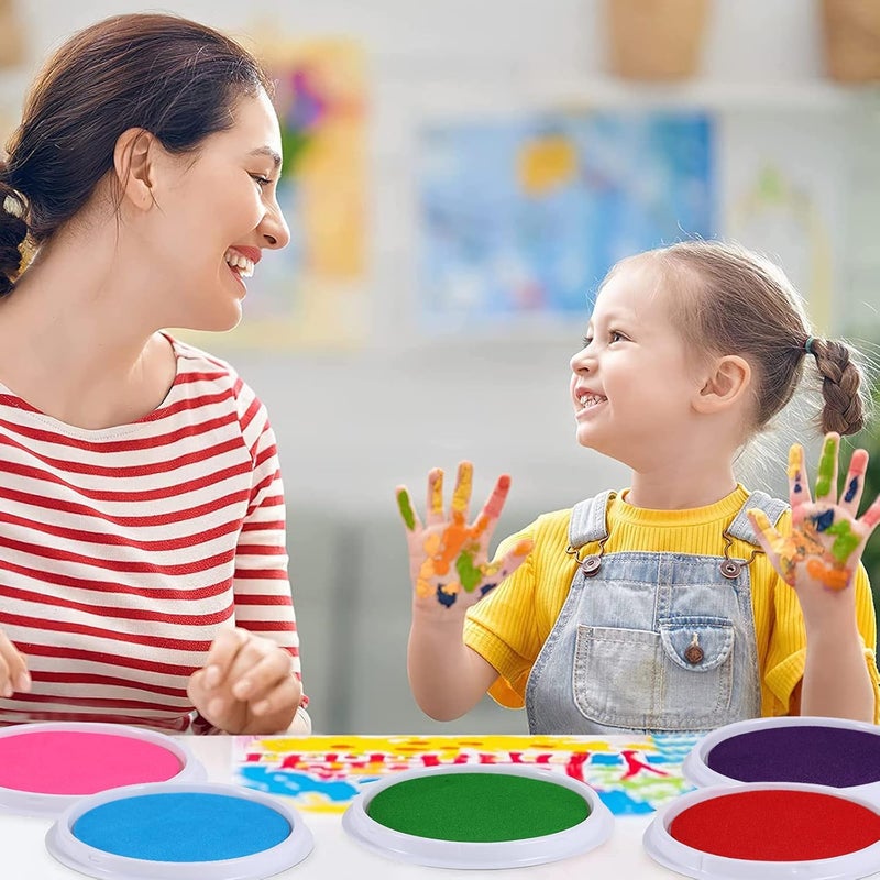 MoloTAR Craft Large Ink Pad Stamps Partner DIY Color,8 Colors Round Rainbow Finger Ink pad for Kids - Image 5