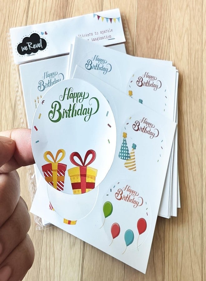 weRevel Happy Birthday Wishes Note Stickers, 40 Pieces, 2inches, Round, 4 Unique Designs, Made of Sticker Paper-Self-Adhesive - Image 4