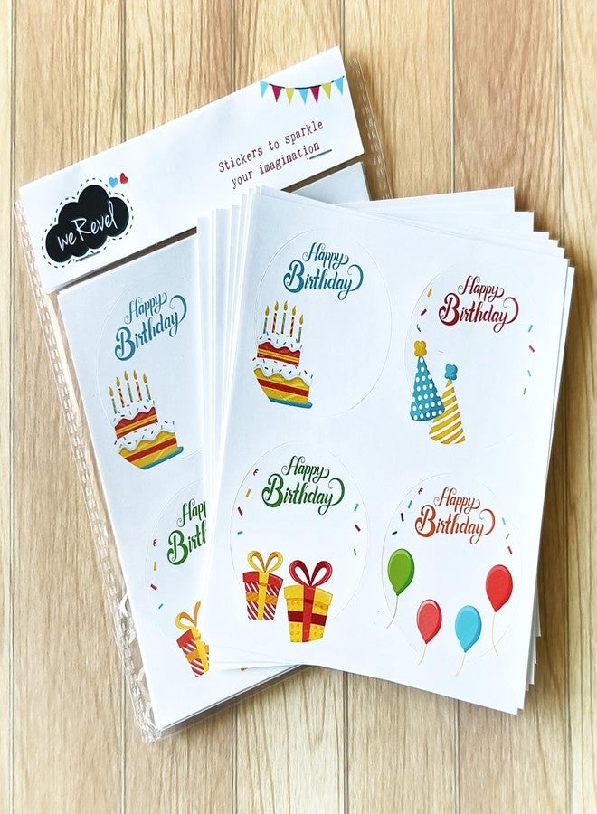 weRevel Happy Birthday Wishes Note Stickers, 40 Pieces, 2inches, Round, 4 Unique Designs, Made of Sticker Paper-Self-Adhesive - Image 3
