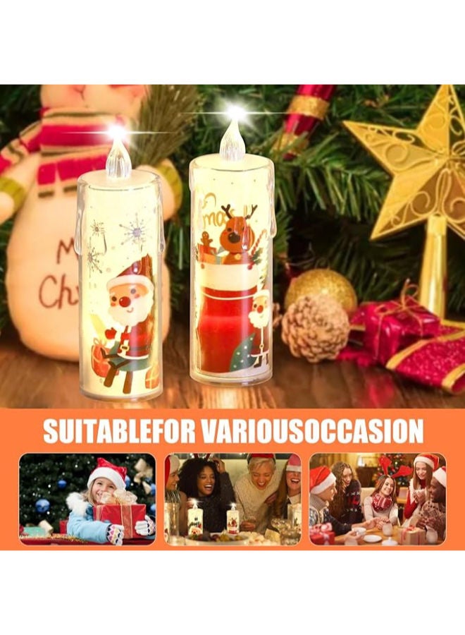 4 pieces - Christmas Flameless Candles with Santa Claus, Snowman,Battery Operated LED Candle Set - Image 4