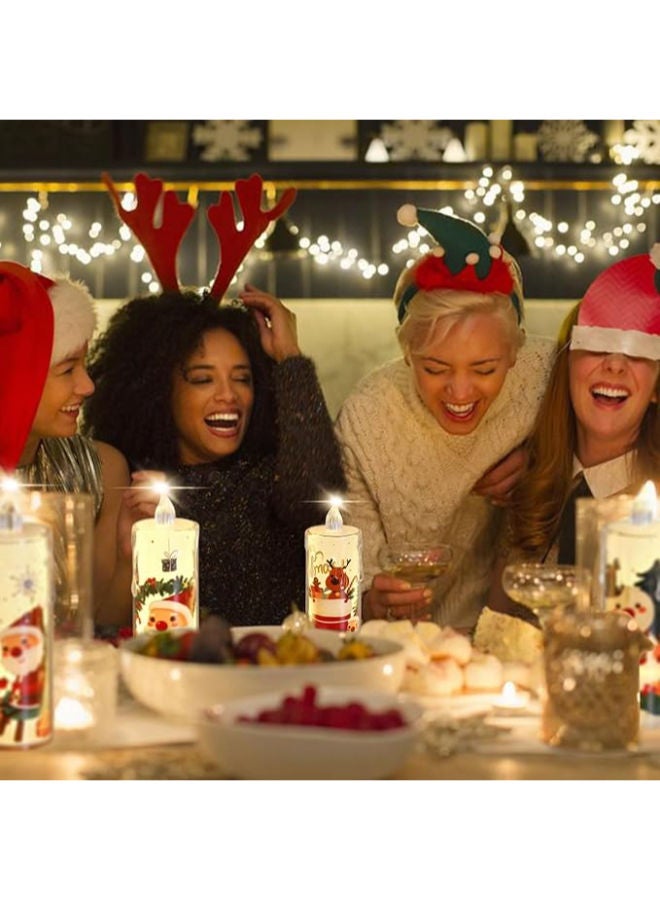 4 pieces - Christmas Flameless Candles with Santa Claus, Snowman,Battery Operated LED Candle Set - Image 3