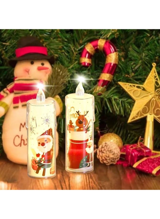 4 pieces - Christmas Flameless Candles with Santa Claus, Snowman,Battery Operated LED Candle Set - Image 2