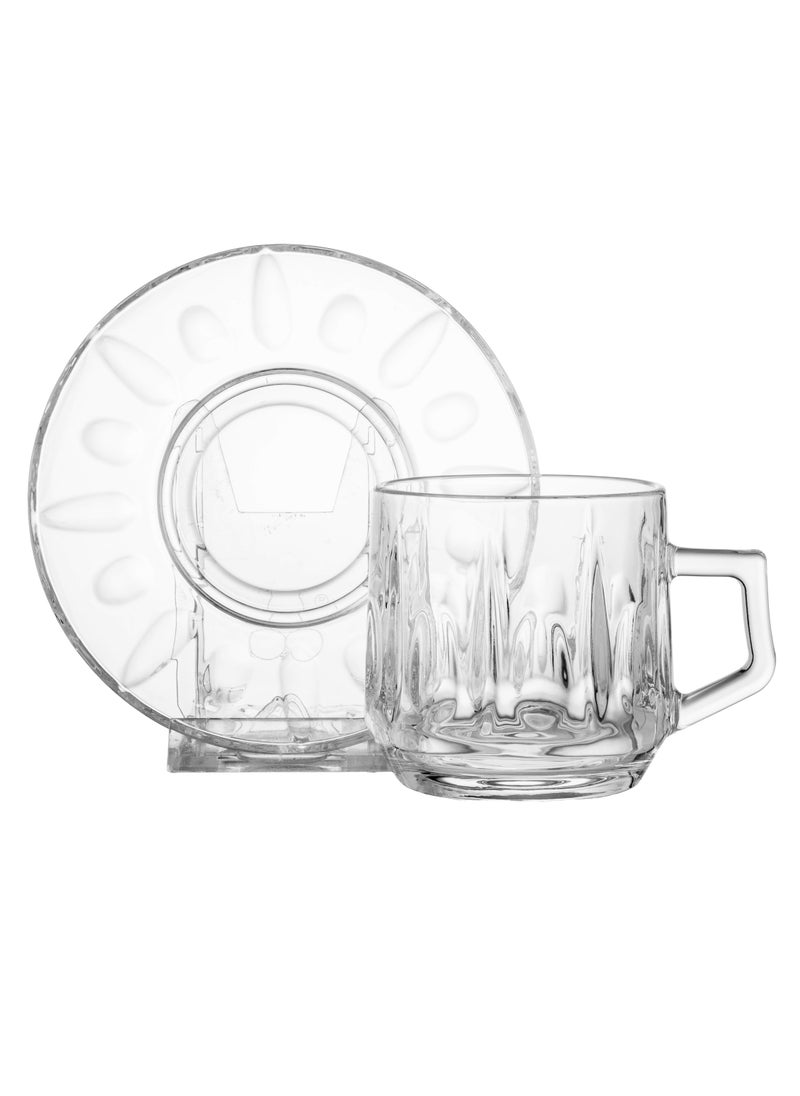 Deli Glass 6 person tea set made of clear glass with beautiful and modern details  - Image 1
