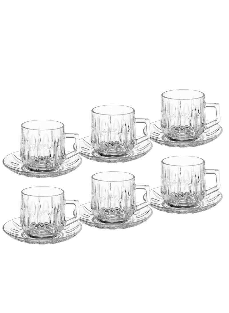 Deli Glass 6 person tea set made of clear glass with beautiful and modern details  - Image 2