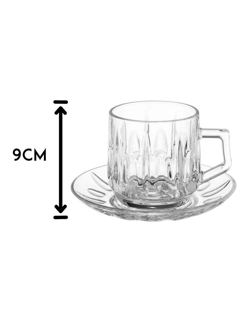Deli Glass 6 person tea set made of clear glass with beautiful and modern details  - Image 3