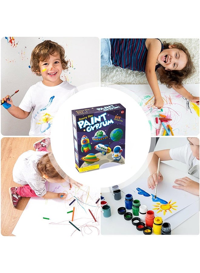 Lemon Plaster Painting Set, Kids Plaster Craft Kit, PP Mould and Paint Adorable Plaster Fridge Magnets and Pins, Plaster Painting for Children, Boys and Girls, universe space - Image 4