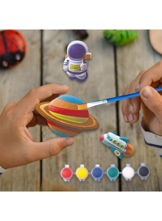 Lemon Plaster Painting Set, Kids Plaster Craft Kit, PP Mould and Paint Adorable Plaster Fridge Magnets and Pins, Plaster Painting for Children, Boys and Girls, universe space - Image 3