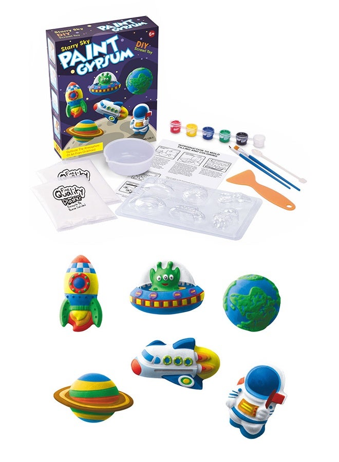 Lemon Plaster Painting Set, Kids Plaster Craft Kit, PP Mould and Paint Adorable Plaster Fridge Magnets and Pins, Plaster Painting for Children, Boys and Girls, universe space - Image 5