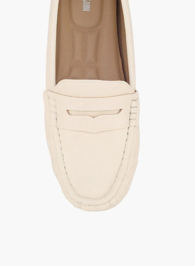 Renzo Ruganni CREAM Women Textured Loafers for Women | Best Price UAE