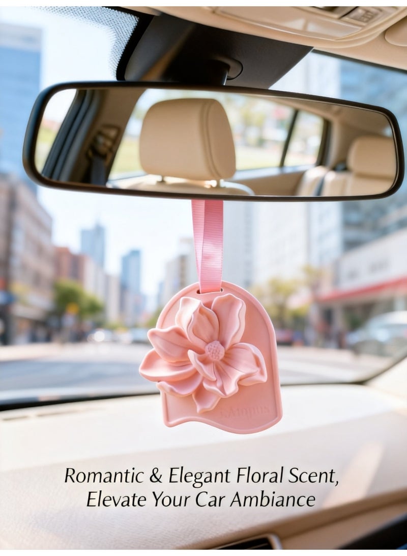 معطر هواء السيارة بتصميم زهرة الجاردينيا ثلاثي الأبعاد - معطر جو السيارة المعلق برائحة نباتية طبيعية - رائحة تدوم طويلاً - آمن ولطيف - هدية زهور رومانسية للنساء - Image 2