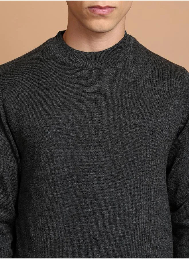 HIGHLANDER Solid High Neck Knit Sweater