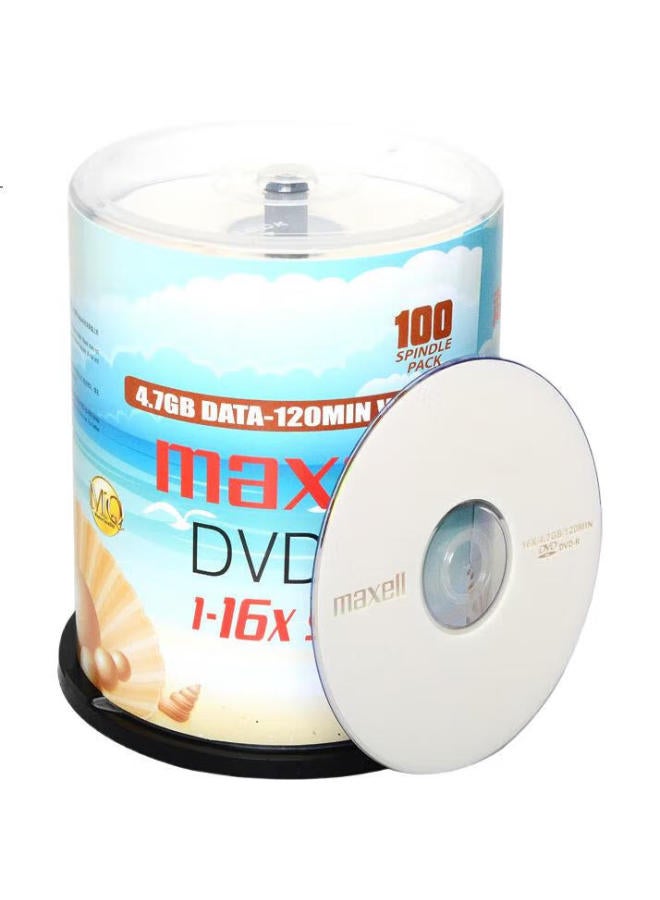Maxell Maxell Dvd-R Discs, Recordable Discs, Blank Discs, Optical Discs, M2 Series 16X 4.7Gb, Pearl White, 100 Pieces In A Barrel - Image 1