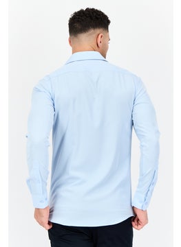 Scotch & Soda Men Modern Fit Plain Long Sleeve Dress Shirt, Light Blue  - Image 2