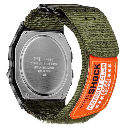 DAVILANE 18mm Hook And Loop Watch Band Strap for Casio F-91W AE-1000W AE-1100W AE-1200 AE-1300 AE-1500WH,Rugged Nylon Sports Replacement Strap - Image 1