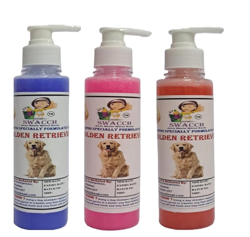 SWACCH Premium Shampoo for Golden Retriever 200ML Combo Pack of 3 Lavender Rose Jasmine - Image 1