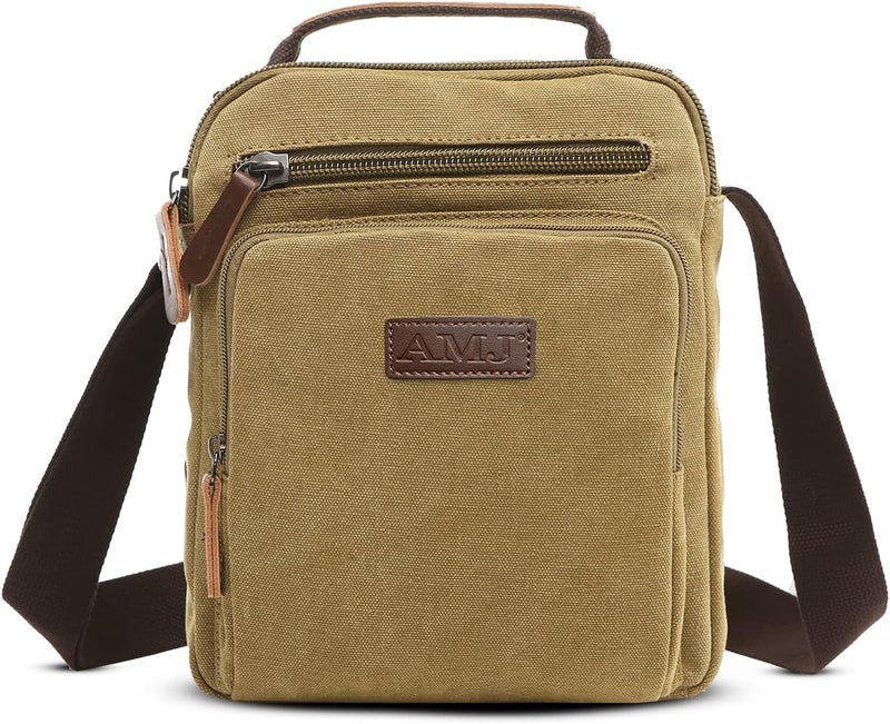 AMJ Messenger Bag for Men, Canvas Crossbody Shoulder Bags Vintage Satchel for Travel Work Business | Canvas, Vintage, for Travel, Work, Business - Image 1