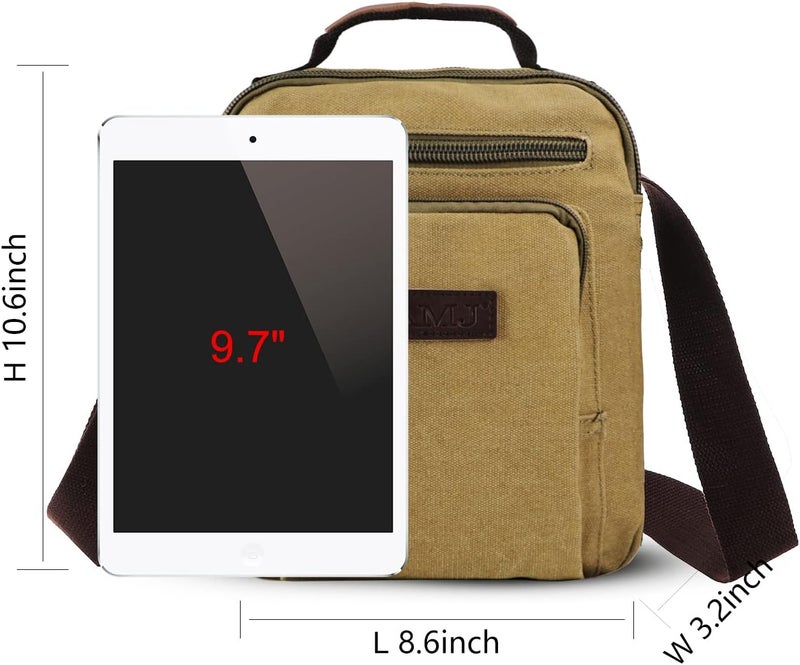 AMJ Messenger Bag for Men, Canvas Crossbody Shoulder Bags Vintage Satchel for Travel Work Business | Canvas, Vintage, for Travel, Work, Business - Image 3