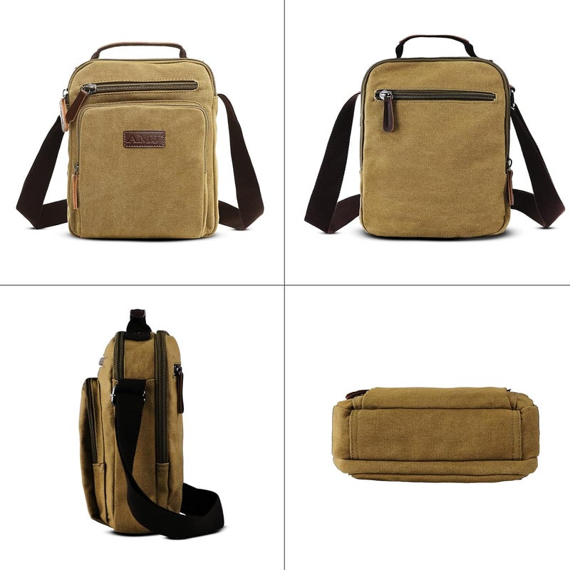 AMJ Messenger Bag for Men, Canvas Crossbody Shoulder Bags Vintage Satchel for Travel Work Business | Canvas, Vintage, for Travel, Work, Business - Image 4