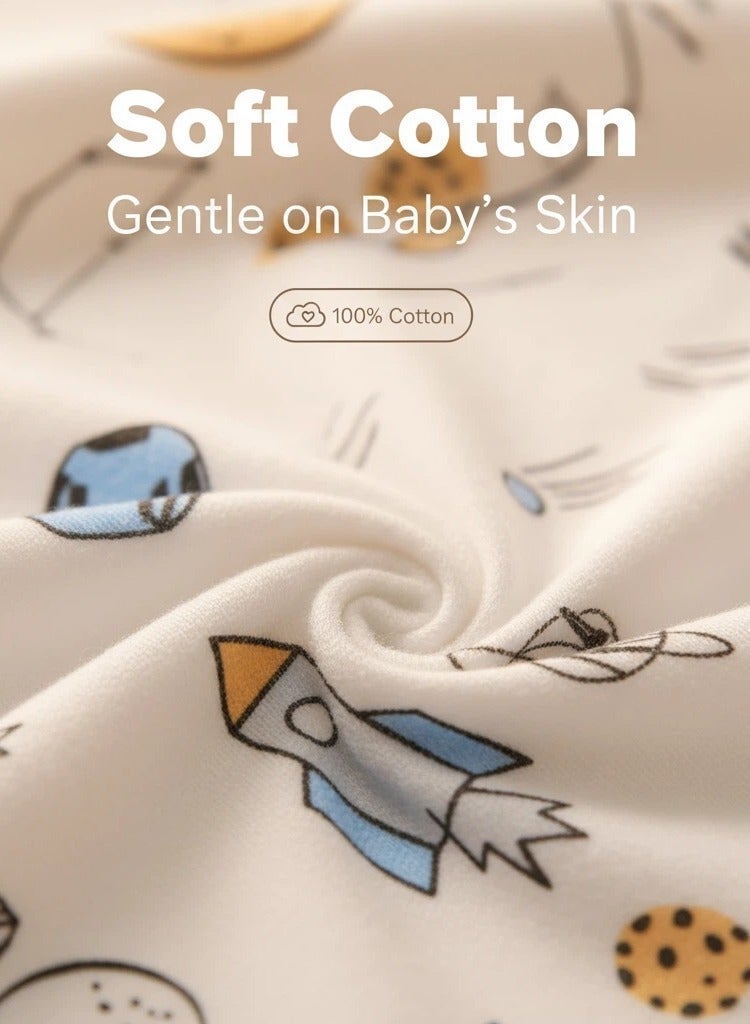 واي آند دي بطانيات لف الأطفال (المهد) من القطن الناعم الفاخر، غطاء لف محايد الجنس للمواليد الجدد (ذكور وإناث)، كيس نوم قابل للارتداء ولطيف على البشرة، يساعد على تهدئة منعكس الفزع - Image 4