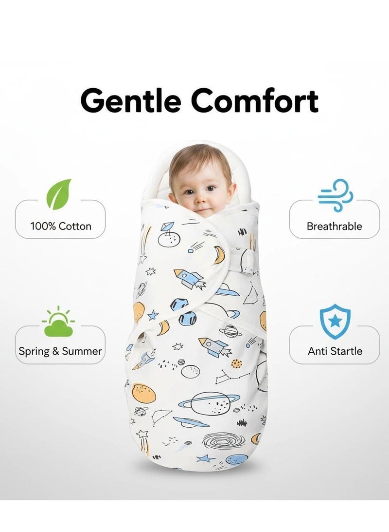 واي آند دي بطانيات لف الأطفال (المهد) من القطن الناعم الفاخر، غطاء لف محايد الجنس للمواليد الجدد (ذكور وإناث)، كيس نوم قابل للارتداء ولطيف على البشرة، يساعد على تهدئة منعكس الفزع - Image 2