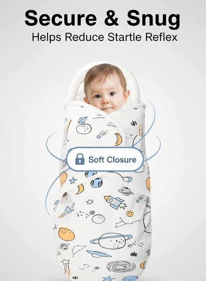 واي آند دي بطانيات لف الأطفال (المهد) من القطن الناعم الفاخر، غطاء لف محايد الجنس للمواليد الجدد (ذكور وإناث)، كيس نوم قابل للارتداء ولطيف على البشرة، يساعد على تهدئة منعكس الفزع - Image 3