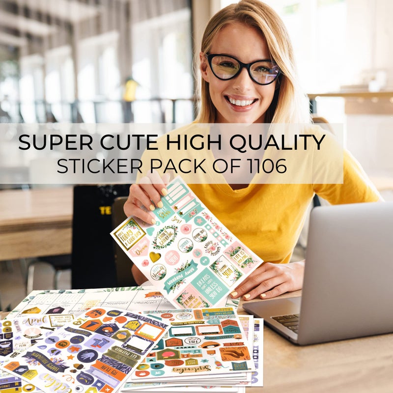 ZICOTO Aesthetic Greenery Planner Stickers for Fun Planning - 1100+ Stunning Gold Foil Monthly Designs - The Perfect Scrapbook Sticker Accessories to Enhance Your Daily Calendar and Planner Journaling - Image 2