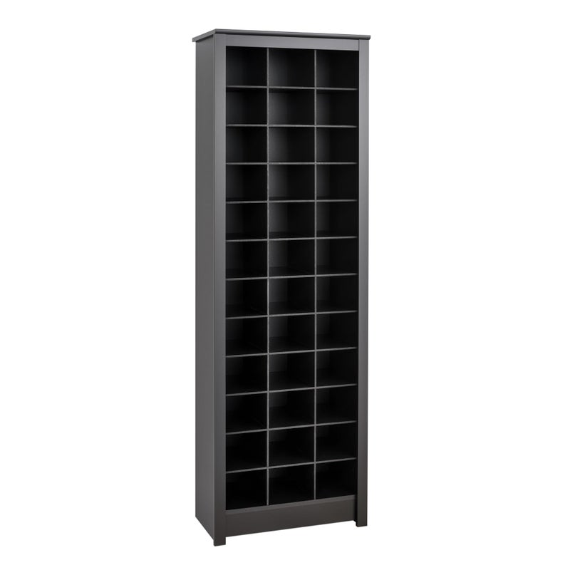 Prepac Elegant Black Shoe Storage Cabinet SpaceSaving Solution with Cubbies for 36 Pairs 13D x 235 W x 725 H