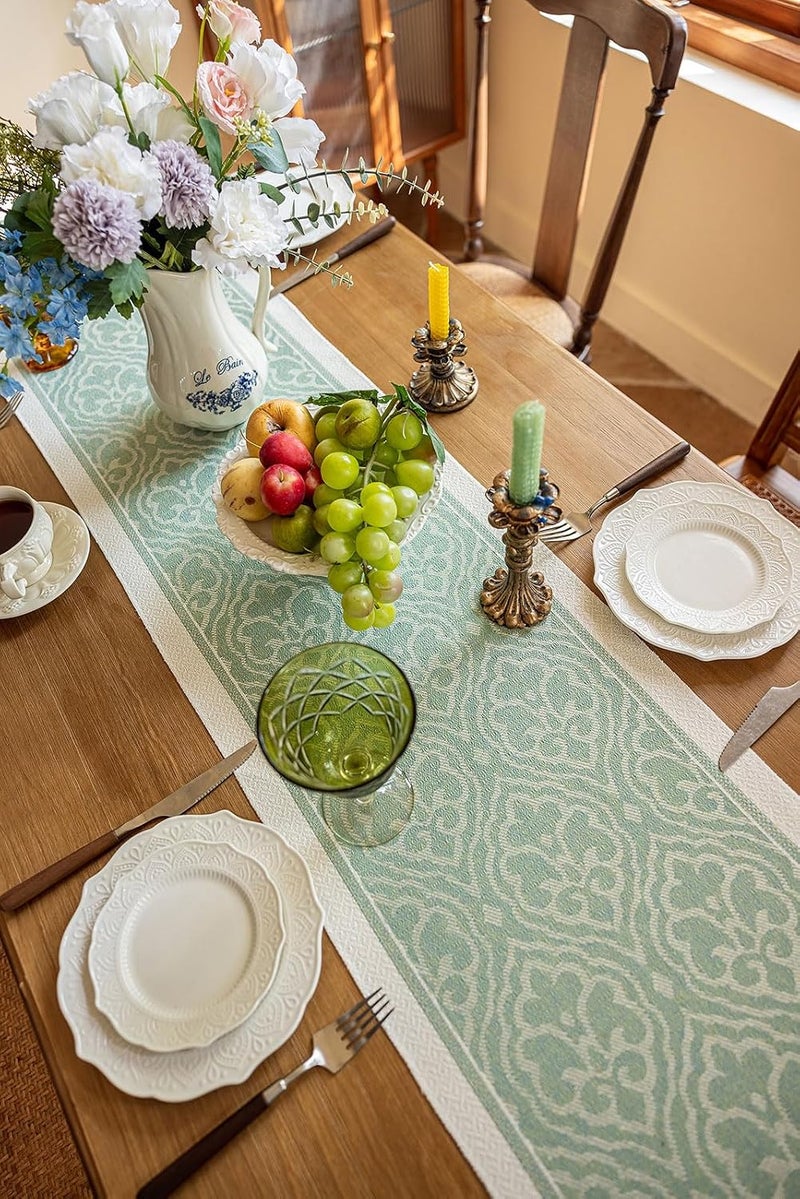 LOVNOV Eid Mubarak Table Runner Table Decorations - LOVNOV Ramadan Mosque Lattern Islamic Happy Ramadan Mubarak Party Supplies Decorations (35 x 180 cm, Verdant) - Image 3