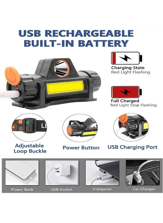 TBS DESIGN BV-11 Rechargeable LED Headlamp – Dual Light Modes, Waterproof, Magnetic Base, USB Charging, Adjustable Strap – Perfect for Camping, Hiking, Running & Emergencies - Image 4