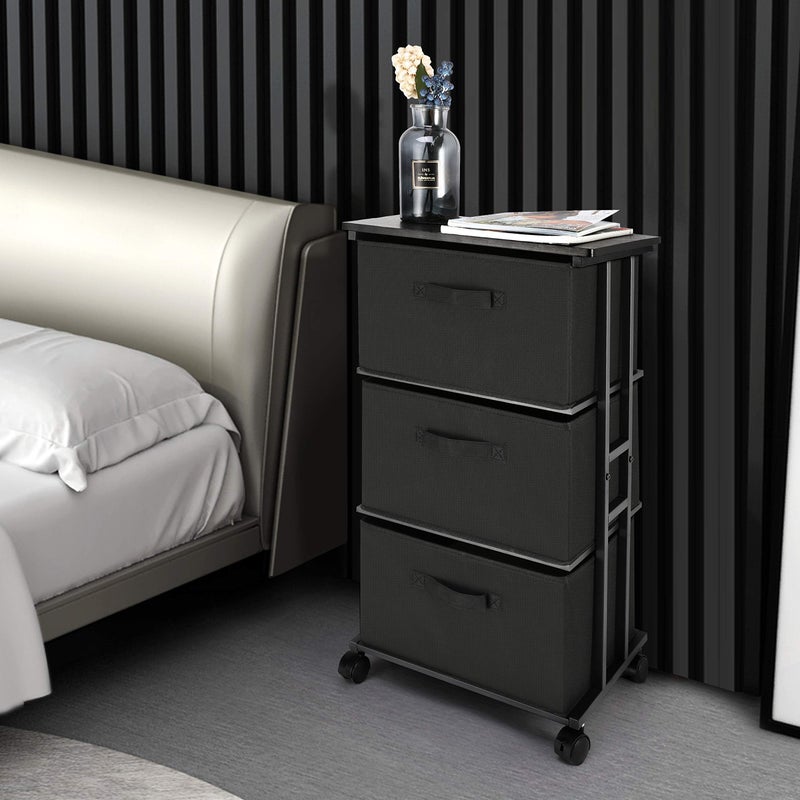 MAX Houser Dresser Storage with 3 Drawers, Fabric Dresser Tower, Vertical Storage Unit for Bedroom, Closet, Office, Black - Image 5