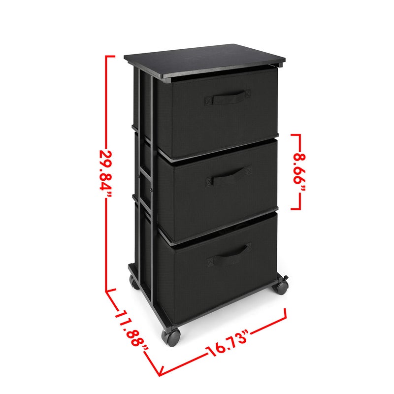 MAX Houser Dresser Storage with 3 Drawers, Fabric Dresser Tower, Vertical Storage Unit for Bedroom, Closet, Office, Black - Image 2
