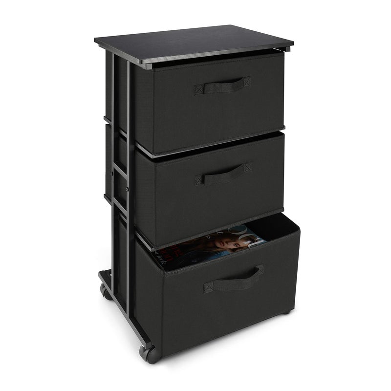 MAX Houser Dresser Storage with 3 Drawers, Fabric Dresser Tower, Vertical Storage Unit for Bedroom, Closet, Office, Black - Image 1