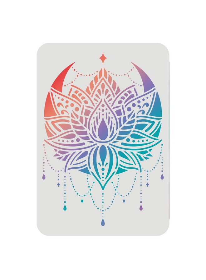 FINGERINSPIRE Lotus Stencils 11.7X8.3 Inch A4 Plastic Flowers Drawing Painting Stencils Mandala Flower Wall Stencils Reusable Stencils For Painting On Woodfloorwall And Tile  - Image 1