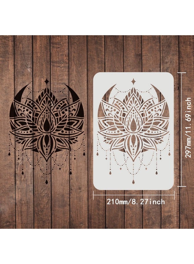 FINGERINSPIRE Lotus Stencils 11.7X8.3 Inch A4 Plastic Flowers Drawing Painting Stencils Mandala Flower Wall Stencils Reusable Stencils For Painting On Woodfloorwall And Tile  - Image 2